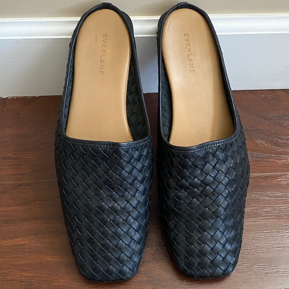 Everlane Black Woven Leather Slip On Mules Size 9.5 - Picture 5 of 13